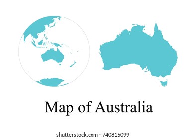 High Detailed Blue Globes and Map of Australia isolated on white background. editable vector illustration.