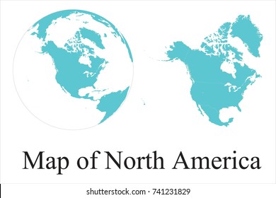 High Detailed Blue Globes and Map of  North America isolated on white background. editable vector illustration.