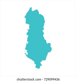 High Detailed Blue Map of Albania isolated on white background. Vector illustration eps 10.