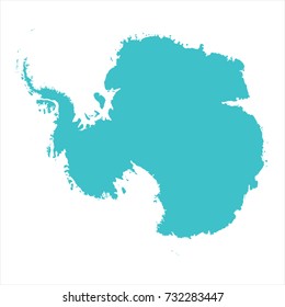 High Detailed Blue Map of Antarctica isolated on white background. Vector illustration eps 10.