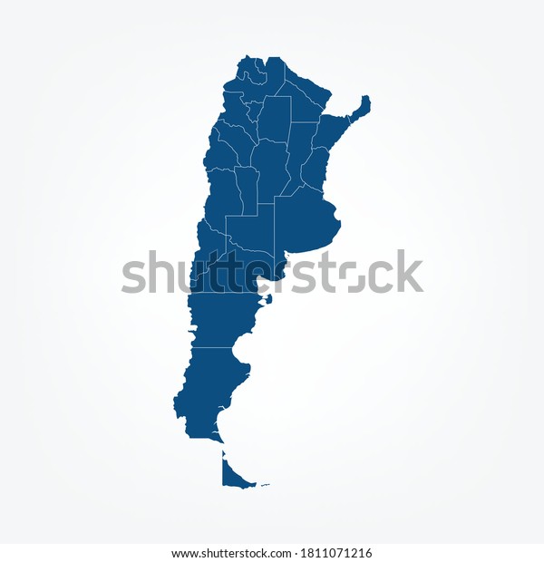 High Detailed Blue Map Argentina On Stock Vector (Royalty Free ...