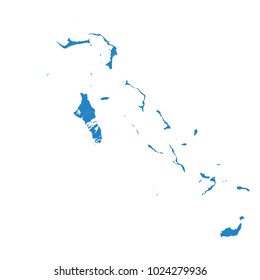 High Detailed Blue Map of Bahamas isolated on white background. Vector illustration eps 10.Map of Bahamas - Blue Geometric Rumpled Triangular , Polygonal Design For Your.