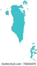 High Detailed Blue Map of Bahrain isolated on white background. Vector illustration eps 10.