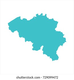 High Detailed Blue Map of Belgium isolated on white background. Vector illustration eps 10.