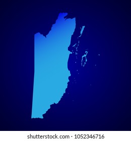 High detailed blue map of Belize. Vector illustration eps 10.