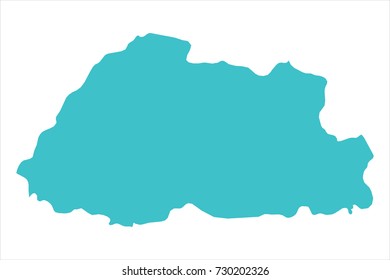 High Detailed Blue Map of Bhutan isolated on white background. Vector illustration eps 10.