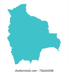 High Detailed Blue Map of Bolivia isolated on white background. Vector illustration eps 10.