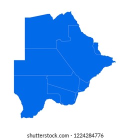 High detailed blue map of Botswana. Vector illustration eps 10.