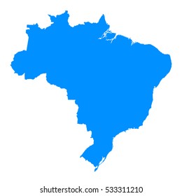 High detailed blue map, Brazil .Vector illustration eps 10.