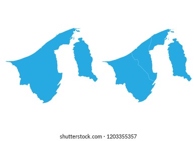 High detailed blue map of Brunei. Vector illustration eps 10.brunei Darussalam map - blue pastel graphic background.