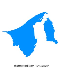 High detailed blue map of Brunei. Vector illustration eps 10.
