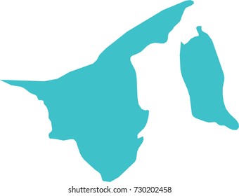 High Detailed Blue Map of Brunei isolated on white background. Vector illustration eps 10.