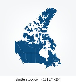 High Detailed Blue Map of Canada on White isolated background, Vector Illustration EPS 10