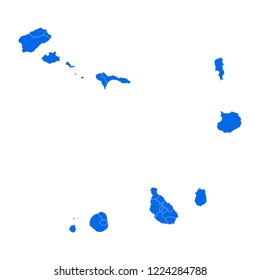 High detailed blue map of Cape Verde. Vector illustration eps 10.