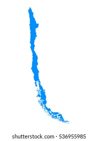 High detailed blue map of Chile. Vector illustration eps 10.