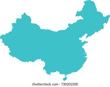 High Detailed Blue Map of China isolated on white background. Vector illustration eps 10.
