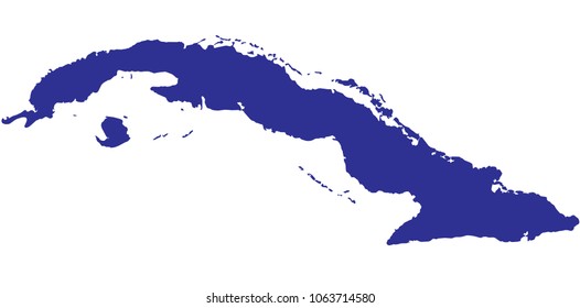 High Detailed Blue Map of cuba isolated on white background. Vector illustration eps 10.