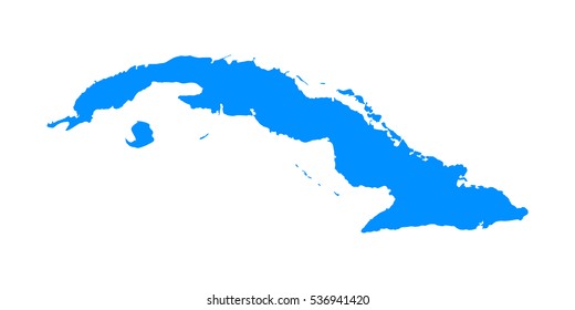 High detailed blue map of Cuba. Vector illustration eps 10.