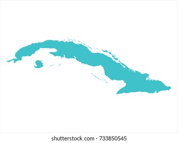 High Detailed Blue Map of Cuba isolated on white background. Vector illustration eps 10.