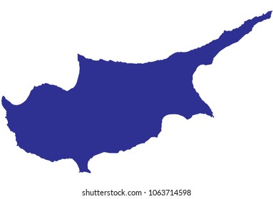 High Detailed Blue Map of cyprus isolated on white background. Vector illustration eps 10.