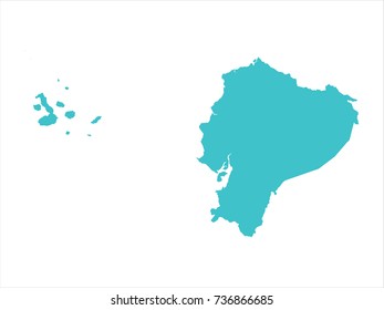 High Detailed Blue Map of Ecuador isolated on white background. Vector illustration eps 10.