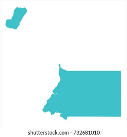 High Detailed Blue Map of Equatorial Guinea isolated on white background. Vector illustration eps 10.