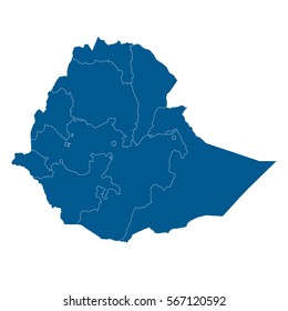 High detailed blue map of Ethiopia. Vector illustration eps 10.