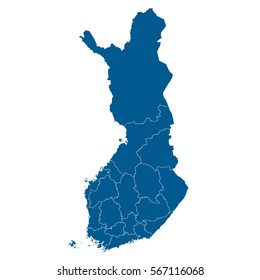 High detailed blue map of Finland. Vector illustration eps 10.