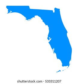 High detailed blue map, Florida .Vector illustration eps 10.