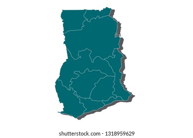 High Detailed Blue Map of Ghana isolated on white background, Map of Ghana - Blue Geometric Rumpled Triangular , Polygonal Design For Your . Vector illustration eps 10. - Vector