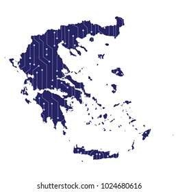 High Detailed Blue Map of Greece isolated on white background, Map of Greece - Blue Geometric Rumpled Triangular , Polygonal Design For Your . Vector illustration eps 10.