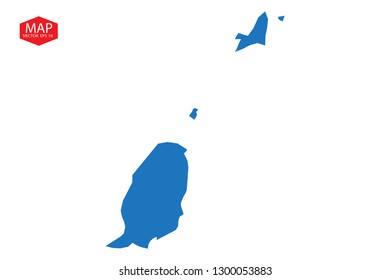 High Detailed Blue Map of Grenada isolated on white background. Vector illustration eps 10. - Vector