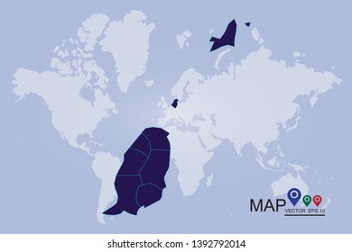 High Detailed Blue Map of Grenada isolated on white background. Vector illustration eps 10. - Vector 