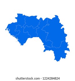 High detailed blue map of Guinea. Vector illustration eps 10.