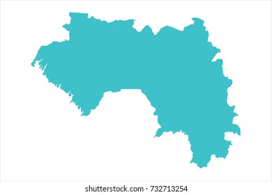 High Detailed Blue Map of Guinea isolated on white background. Vector illustration eps 10.