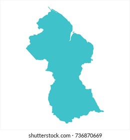 High Detailed Blue Map of Guyana isolated on white background. Vector illustration eps 10.