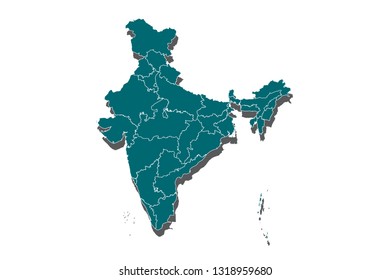 High Detailed Blue Map of India isolated on white background, Map of India - Blue Geometric Rumpled Triangular , Polygonal Design For Your . Vector illustration eps 10. - Vector