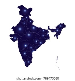 High Detailed Blue Map of India isolated on white background, Map of India - Blue Geometric Rumpled Triangular , Polygonal Design For Your . Vector illustration eps 10.