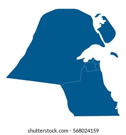 High detailed blue map of Kuwait. Vector illustration eps 10.