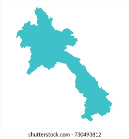 High Detailed Blue Map of Laos isolated on white background. Vector illustration eps 10.