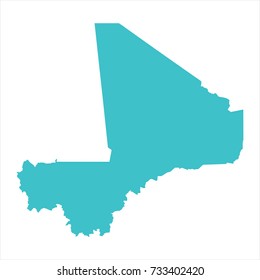 High Detailed Blue Map of Mali isolated on white background. Vector illustration eps 10.