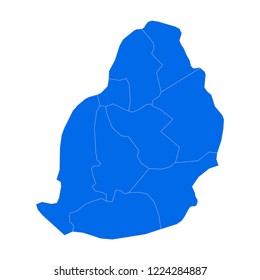 High detailed blue map of Mauritius. Vector illustration eps 10.
