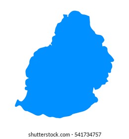 High detailed blue map of Mauritius. Vector illustration eps 10.