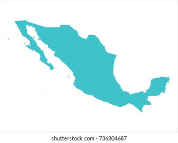 High Detailed Blue Map of Mexico isolated on white background. Vector illustration eps 10.