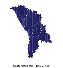 High Detailed Blue Map of Moldova isolated on white background. Map of Moldova - Blue Geometric Triangular, Polygonal Design For Your . Vector illustration eps 10.