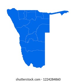 High detailed blue map of Namibia. Vector illustration eps 10.