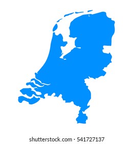 High detailed blue map of Netherlands. Vector illustration eps 10.