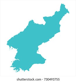 High Detailed Blue Map of North Korea isolated on white background. Vector illustration eps 10.