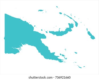 High Detailed Blue Map of Papua New Guinea isolated on white background. Vector illustration eps 10.