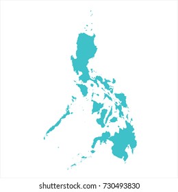High Detailed Blue Map of Philippines isolated on white background. Vector illustration eps 10.